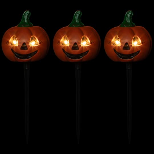 Lighted Jack-o-Lantern Halloween Pathway Markers Set, 3ct.